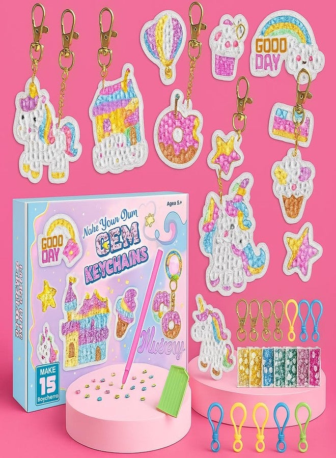 ستوريو مجموعة ستوريو لصنع سلاسل مفاتيح مرصعة بالجواهر للبنات | اصنعي سلاسل مفاتيحك الخاصة باستخدام ملصقات الأحجار الكريمة | لعبة فنية وحرفية ممتعة للأطفال | هدية للبنات من عمر 5 سنوات فما فوق - Image 5